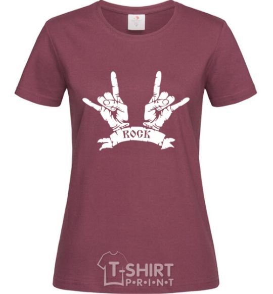 Women's T-shirt Hard ROCK sign burgundy фото