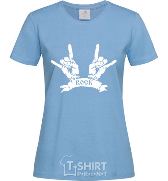 Women's T-shirt Hard ROCK sign sky-blue фото