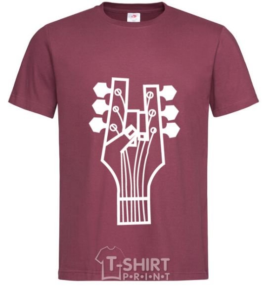 Men's T-Shirt head guitar burgundy фото