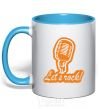 Mug with a colored handle Let's rock sky-blue фото