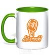 Mug with a colored handle Let's rock kelly-green фото