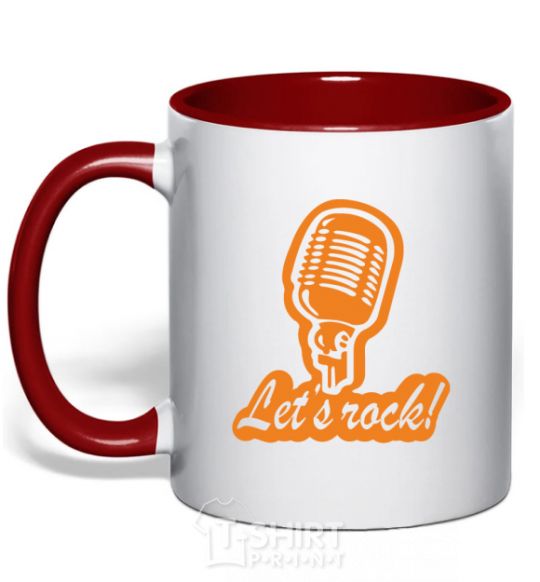 Mug with a colored handle Let's rock red фото