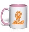 Mug with a colored handle Let's rock light-pink фото