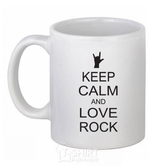 Ceramic mug keep calm and love rock White фото