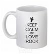 Чашка керамическая keep calm and love rock Белый фото