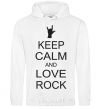 Men`s hoodie keep calm and love rock White фото