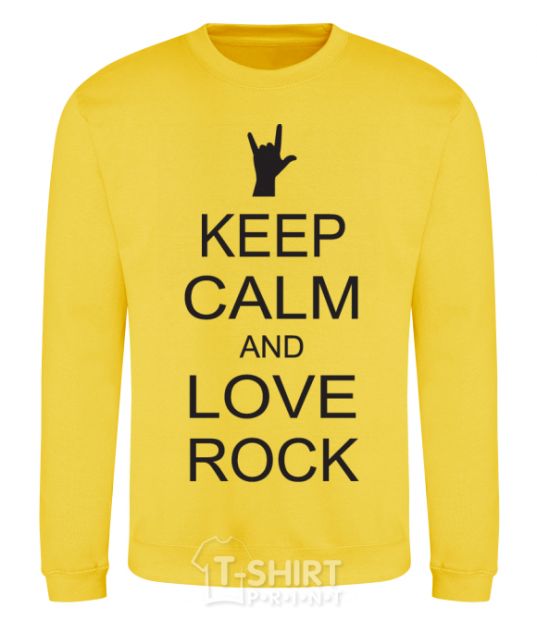 Sweatshirt keep calm and love rock yellow фото