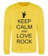 Sweatshirt keep calm and love rock yellow фото