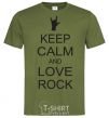 Мужская футболка keep calm and love rock Оливковый фото
