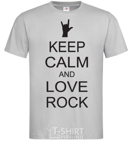 Мужская футболка keep calm and love rock Серый фото