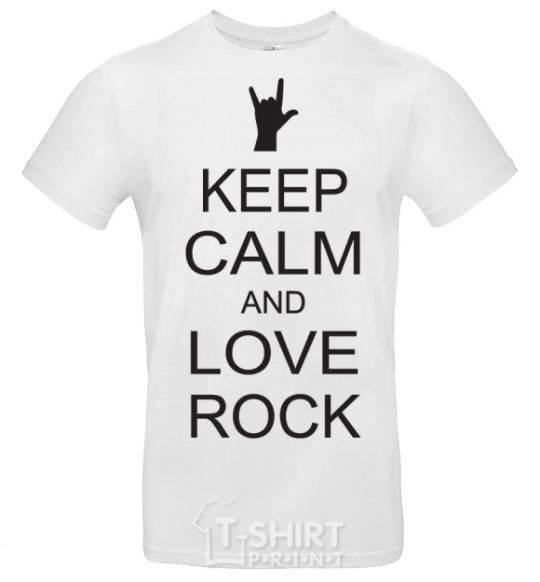 Мужская футболка keep calm and love rock Белый фото