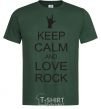 Мужская футболка keep calm and love rock Темно-зеленый фото