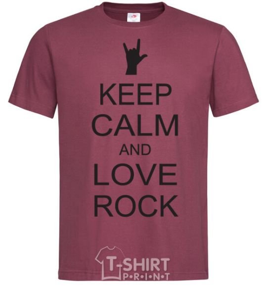 Men's T-Shirt keep calm and love rock burgundy фото