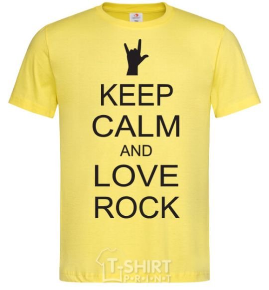 Men's T-Shirt keep calm and love rock cornsilk фото