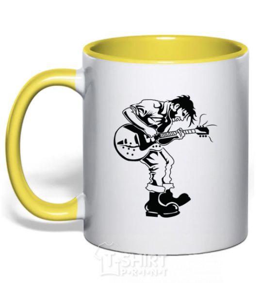 Mug with a colored handle Rockman yellow фото