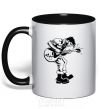 Mug with a colored handle Rockman black фото