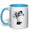 Mug with a colored handle Rockman sky-blue фото