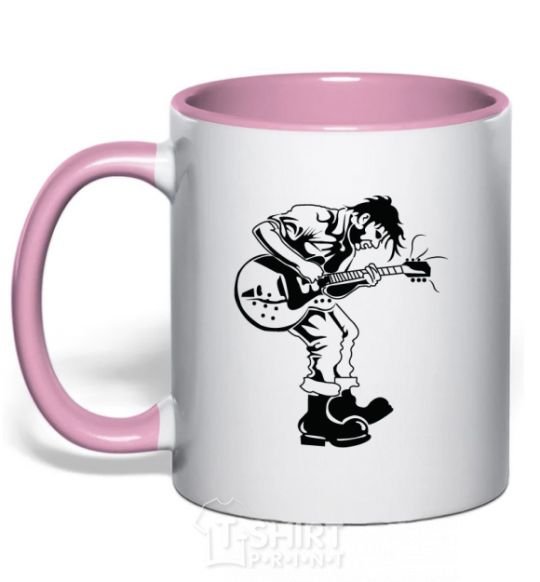 Mug with a colored handle Rockman light-pink фото