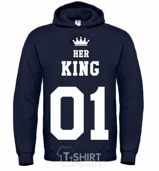 Men`s hoodie Her king navy-blue фото