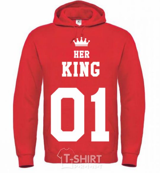 Men`s hoodie Her king bright-red фото