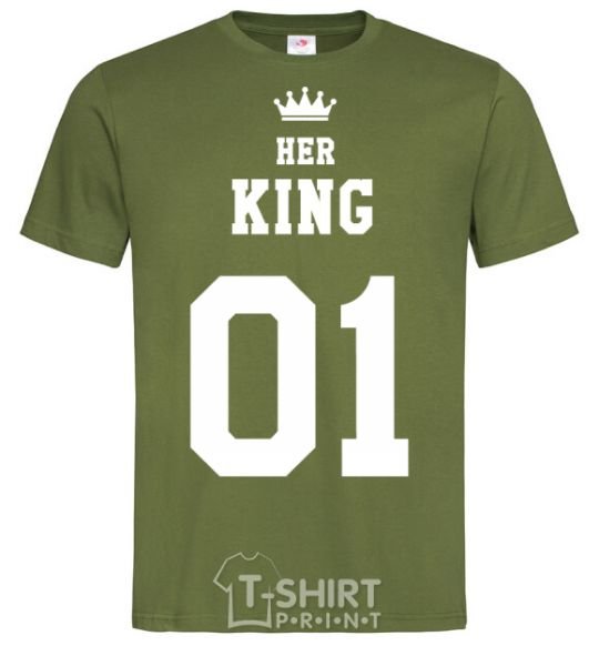 Мужская футболка her king Оливковый фото
