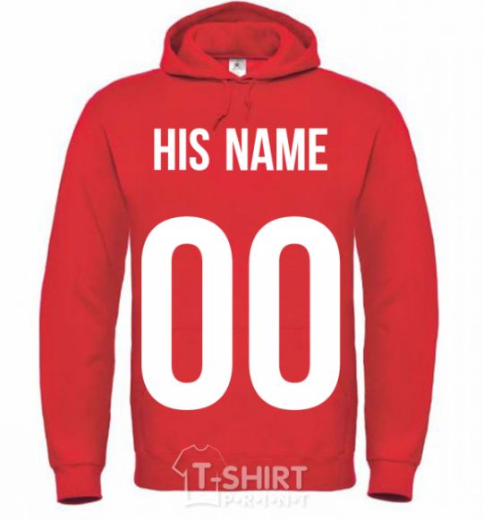 Men`s hoodie His name bright-red фото