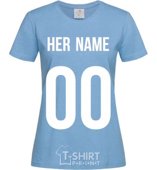 Women's T-shirt Her name sky-blue фото