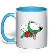 Mug with a colored handle Vzhik sky-blue фото