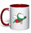 Mug with a colored handle Vzhik red фото