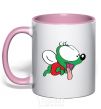 Mug with a colored handle Vzhik light-pink фото