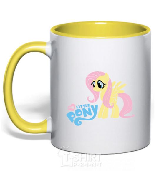 Mug with a colored handle My little pony yellow yellow фото