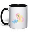 Mug with a colored handle My little pony yellow black фото