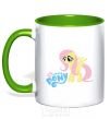 Mug with a colored handle My little pony yellow kelly-green фото