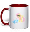 Mug with a colored handle My little pony yellow red фото