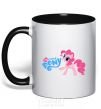 Mug with a colored handle My little pony pink black фото