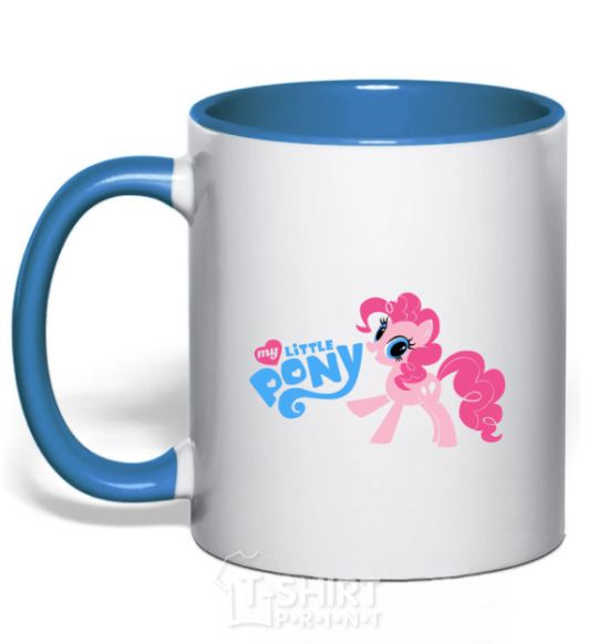 Mug with a colored handle My little pony pink royal-blue фото