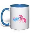 Mug with a colored handle My little pony pink royal-blue фото