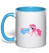 Mug with a colored handle My little pony pink sky-blue фото