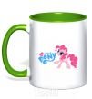 Mug with a colored handle My little pony pink kelly-green фото