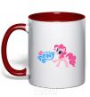 Mug with a colored handle My little pony pink red фото