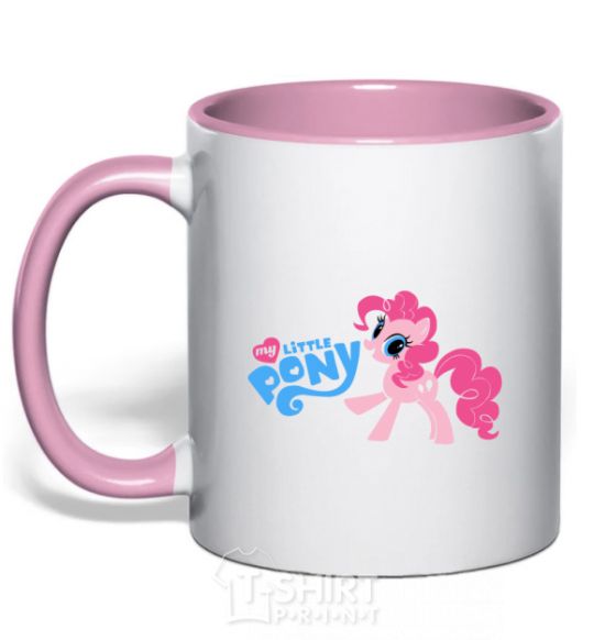 Mug with a colored handle My little pony pink light-pink фото