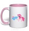 Mug with a colored handle My little pony pink light-pink фото