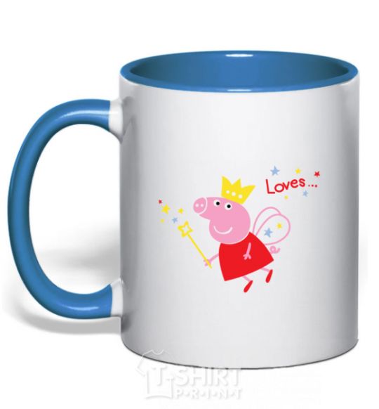 Mug with a colored handle Peppa royal-blue фото