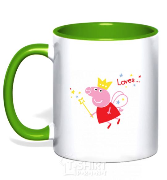 Mug with a colored handle Peppa kelly-green фото