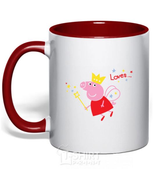 Mug with a colored handle Peppa red фото