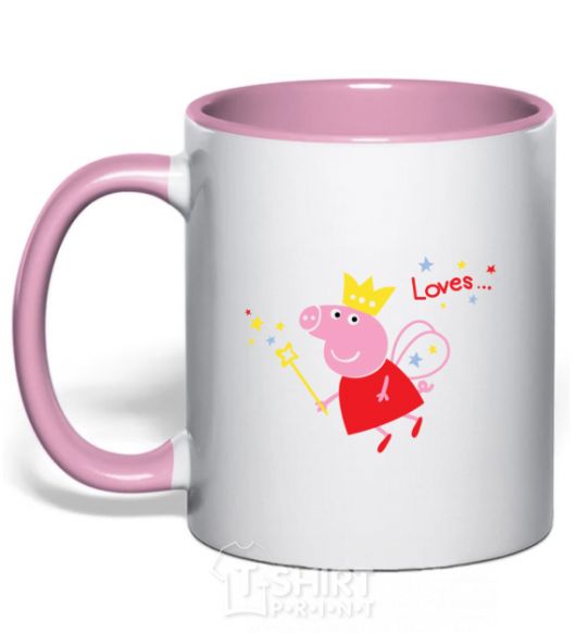 Mug with a colored handle Peppa light-pink фото