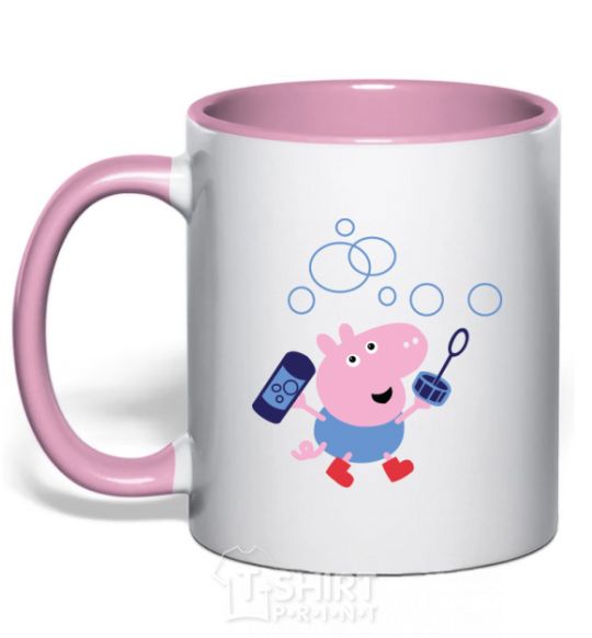 Mug with a colored handle Josh light-pink фото