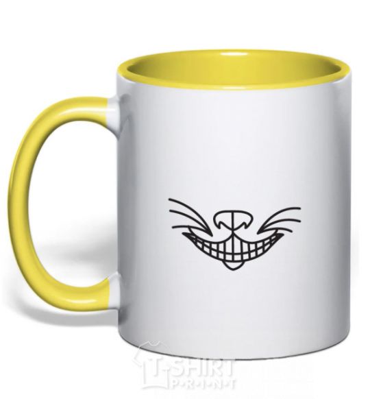 Mug with a colored handle Cat's cheese yellow фото