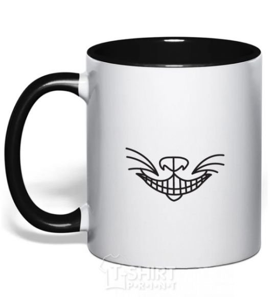 Mug with a colored handle Cat's cheese black фото