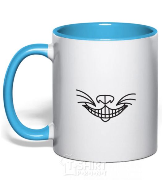Mug with a colored handle Cat's cheese sky-blue фото